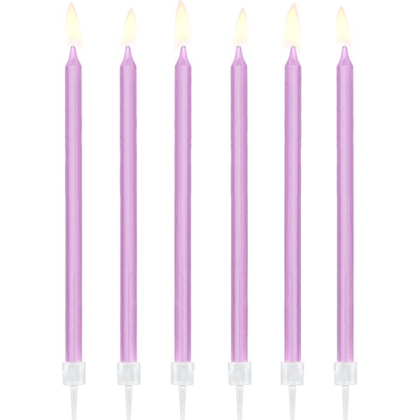 Plain birthday candles, light lilac, 14cm  1pkt/12pc.