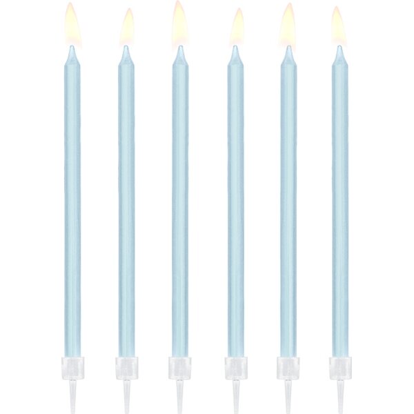 Plain birthday candles, light blue, 14cm  1pkt/12pc.
