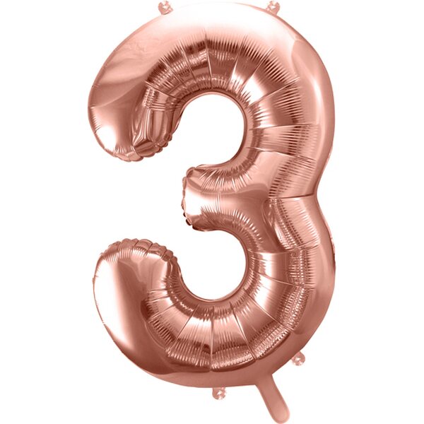 Foil Balloon Number ''3'', 86cm, rose gold