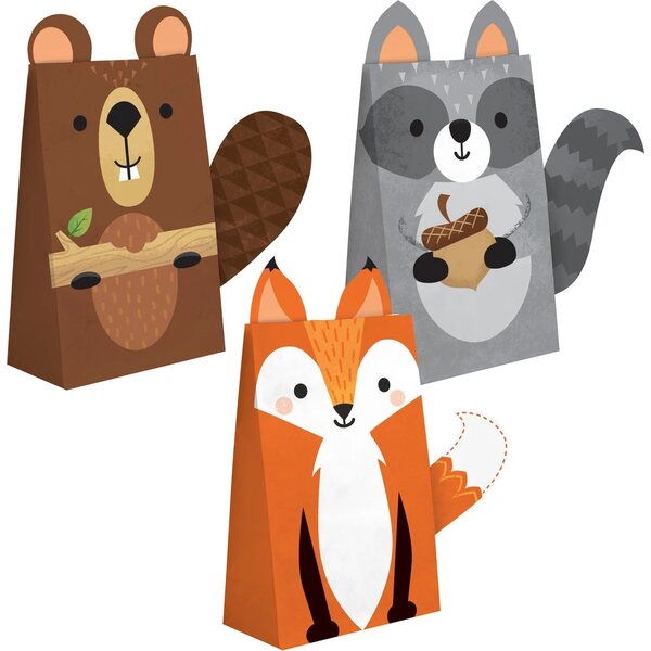 Wild One Woodland Animals Shaped Paper Treat Bags