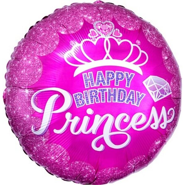 Tavallinen foliopallo HAppy Birthday Princess 42 cm