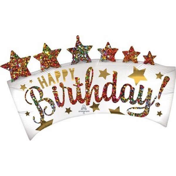 S/Shape Happy B-day Glitter Banner Foil Bal P35