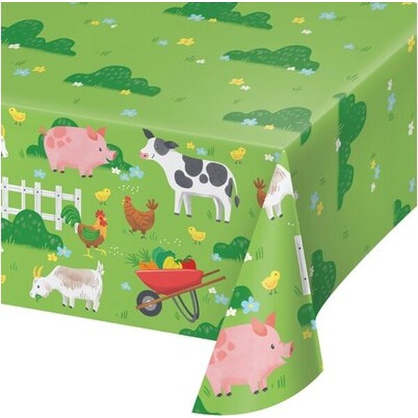 Pöytäliina paperikuitu maatilan eläimet 137 x 259 cm