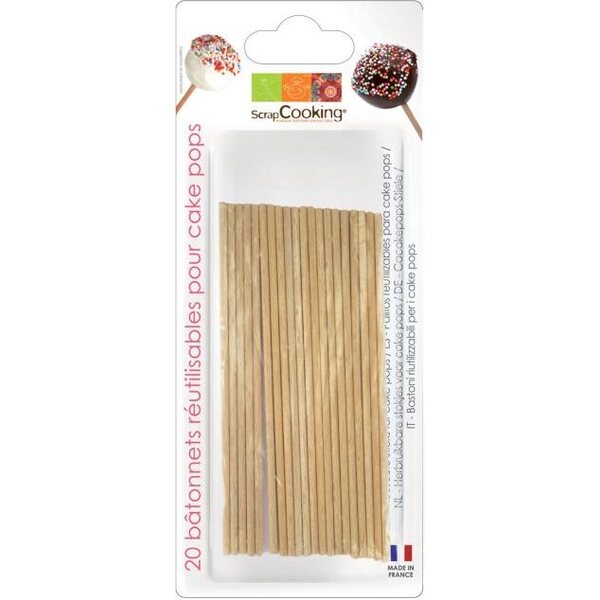 Scrapcooking Wooden Cake Pop Sticks 13cm pk/20