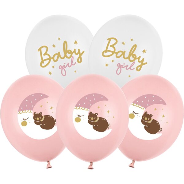 Balloons 30 cm, Baby girl, mix: 1pkt/6pc.
