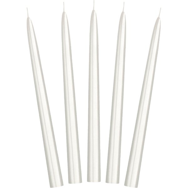 Taper candles, metallic, pearl, 24cm: 1pkt/10pc.