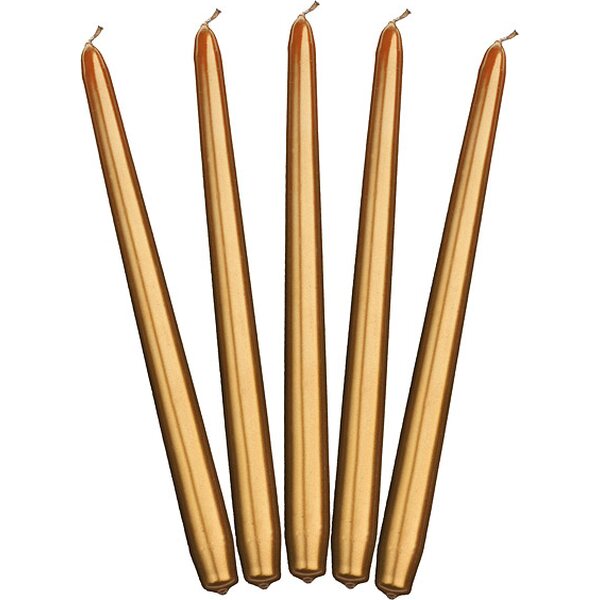 Taper candles, metallic, gold, 29cm: 1pkt/10pc.