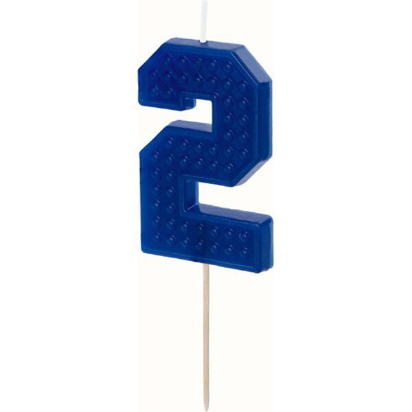 Birthday candle Number 2, 6 cm, blue