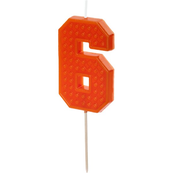 Birthday candle Number 6, 6 cm, red