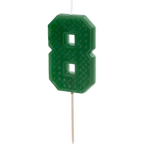 Birthday candle Number 8, 6 cm, green