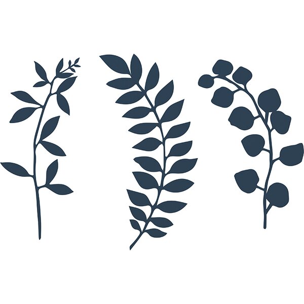Branch with leaves decoration, d. navy blue 1pkt/9pc.