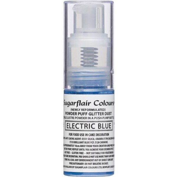 Sugarflair Sugarflair Pump Spray Powder Puff Glitter Dust-Electric Blue