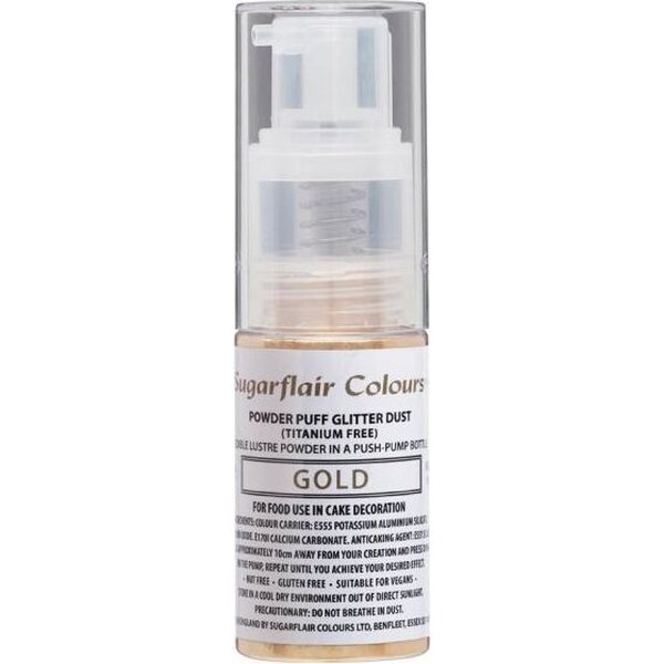 Sugarflair Sugarflair Pump Spray Glitter Dust -Gold- E171 Free 10g