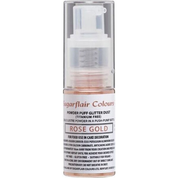 Sugarflair Sugarflair Pump Spray Glitter Dust -Rose Gold- E171 Free 10g