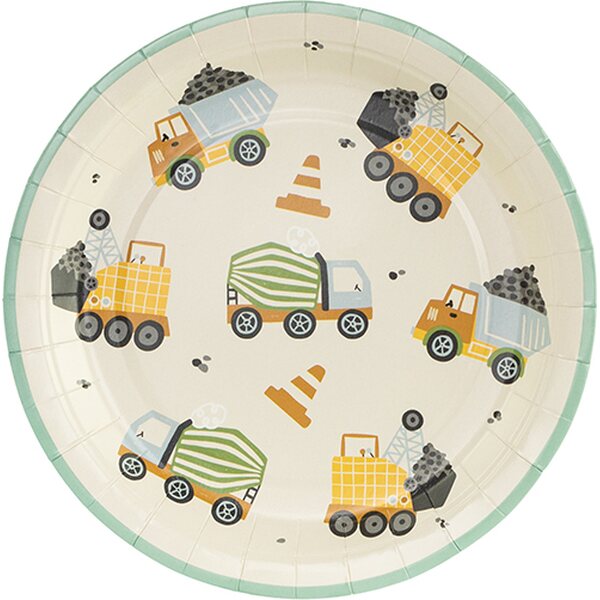 Paper plates Construction vehicles, mix, 18x18 cm 1pkt/6pc.