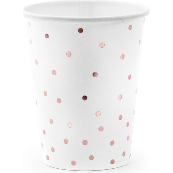 Cups Polka Dots, white, 260ml 1pkt/6pc.