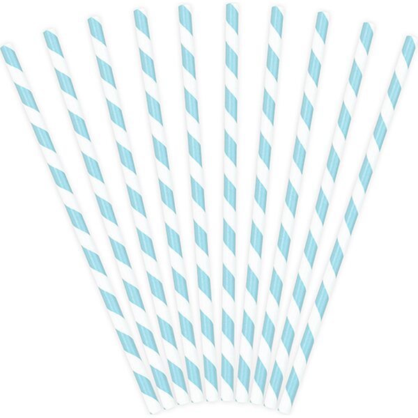 Paper Straws, sky-blue, 19.5cm 1pkt/10pc.