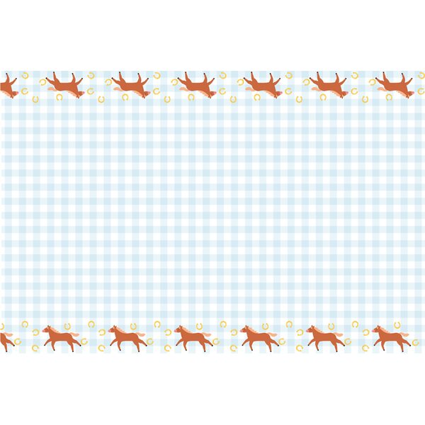 Paper Tablecloth Checkered with Horses, mix, 180x120 cm