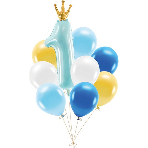 Balloon set First Birthday, blue: 1pkt/9pc.