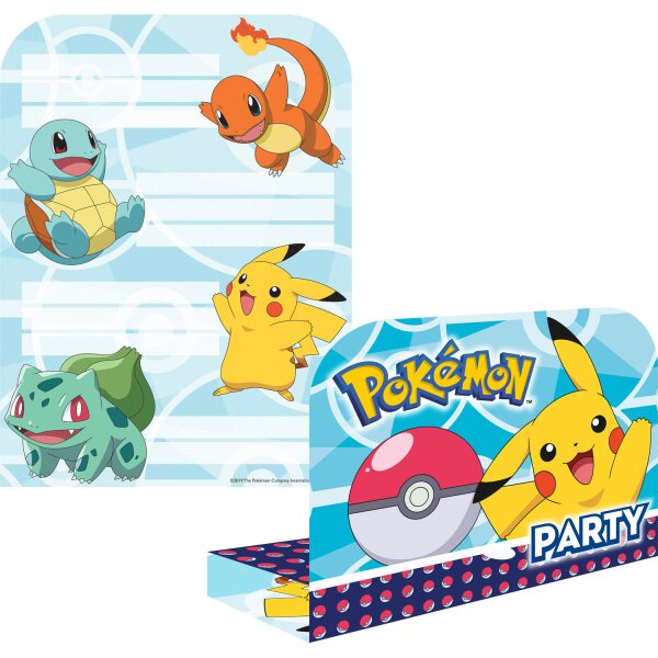 8 Invitations & Envelopes Pokemon Paper 16 x 21.5 cm