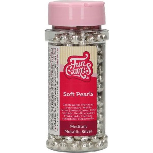 FunCakes Soft Pearls Medium  Metallic Silver 55 g