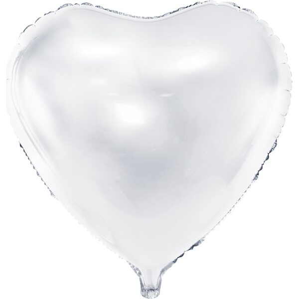 Sydän tavallinen foliopallo, 45 cm, valkoinen