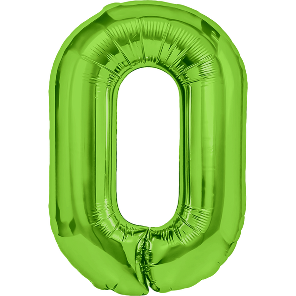 Foil balloon number 0 green 100cm