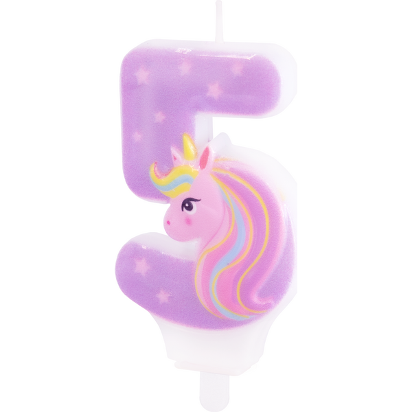 Unicorn cake candle number 5