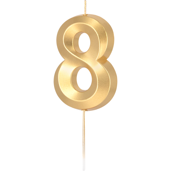 Golden metallic number 8 candle