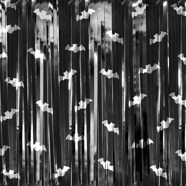 Festive curtain Bats black and silver 100x200cm