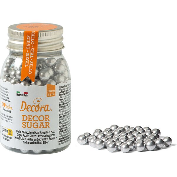 Decora 100 G BIG SILVER SUGAR PEARLS