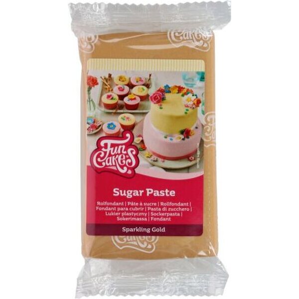 FunCakes Sugar Paste Sparkling Gold 250g