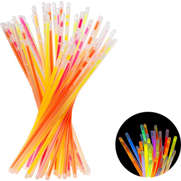 Fluorescent glow sticks, mix of colours, 20 cm, including connectors 1pkt/100pc