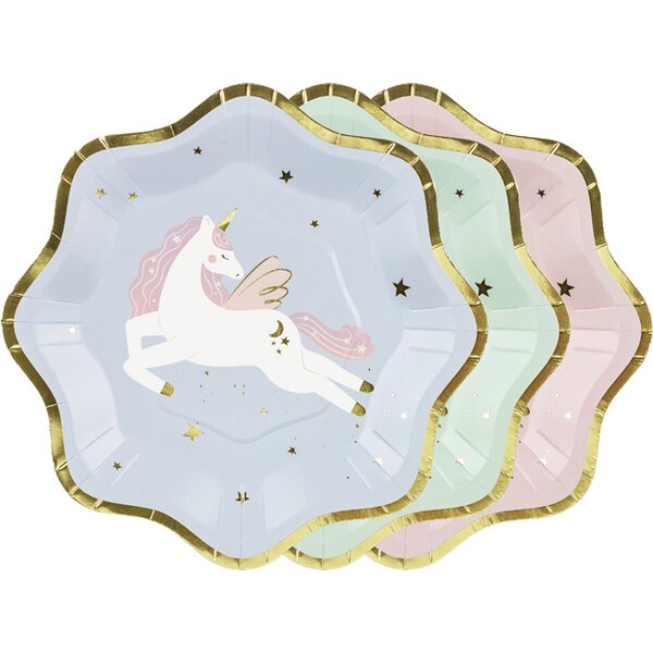 Unicorn plates, mix, 18x18 cm 1pkt/6pc