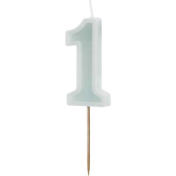 Birthday candle Number 1, light mint, 6 cm