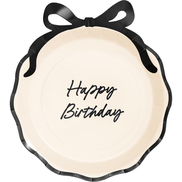 Paper plates Happy Birthday with bow, mix, 24 cm  1pkt/6pc.