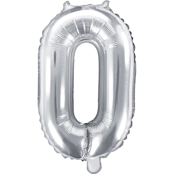 Foil Balloon Number ''0'', 35cm, silver