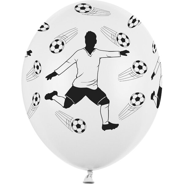 Balloons 30cm, Footballer and balls, Pastel Pure White: 1pkt/6pc.