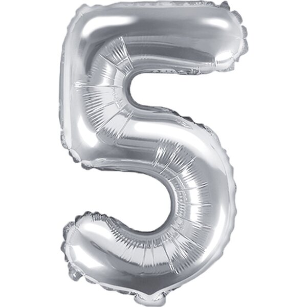 Foil Balloon Number ''5'', 35cm, silver