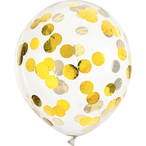 Confetti balloons - circles, 30cm, gold: 1pkt/6pc.