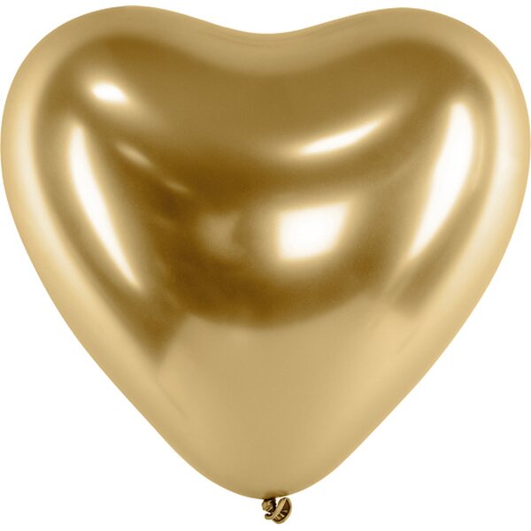 Glossy Balloons 30cm, Hearts, gold
