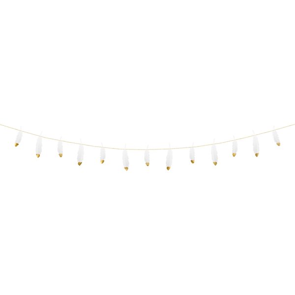 PartyDeco Garland Feathers White <>