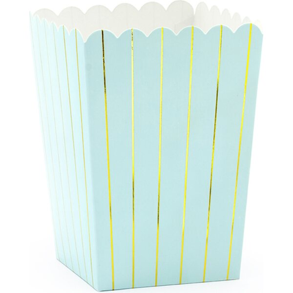 Boxes for popcorn Stripes, light blue, 7x7x12.5cm, 1pkt/6pc.