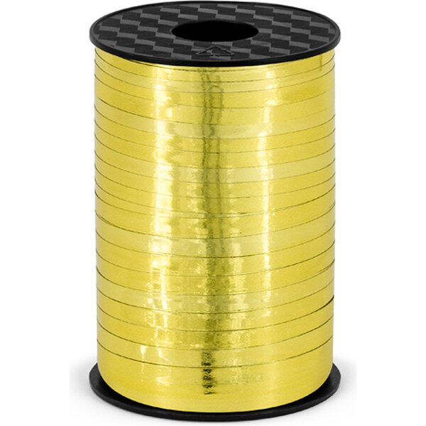 Plastic ribbon, gold, 5mm/225m