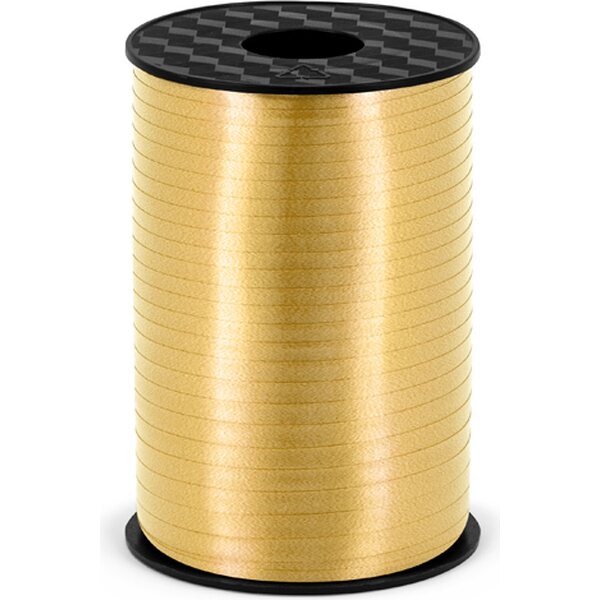 Plastic ribbon, gold, 5mm/225m