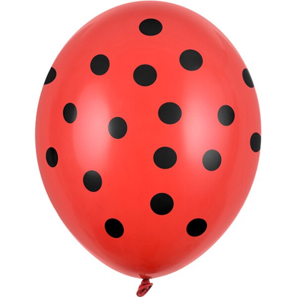 Ilmapallo 30 cm, mustat pallot, punainen