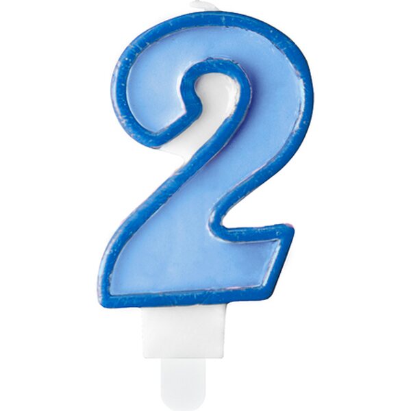 Birthday candle Number 2, blue, 7cm